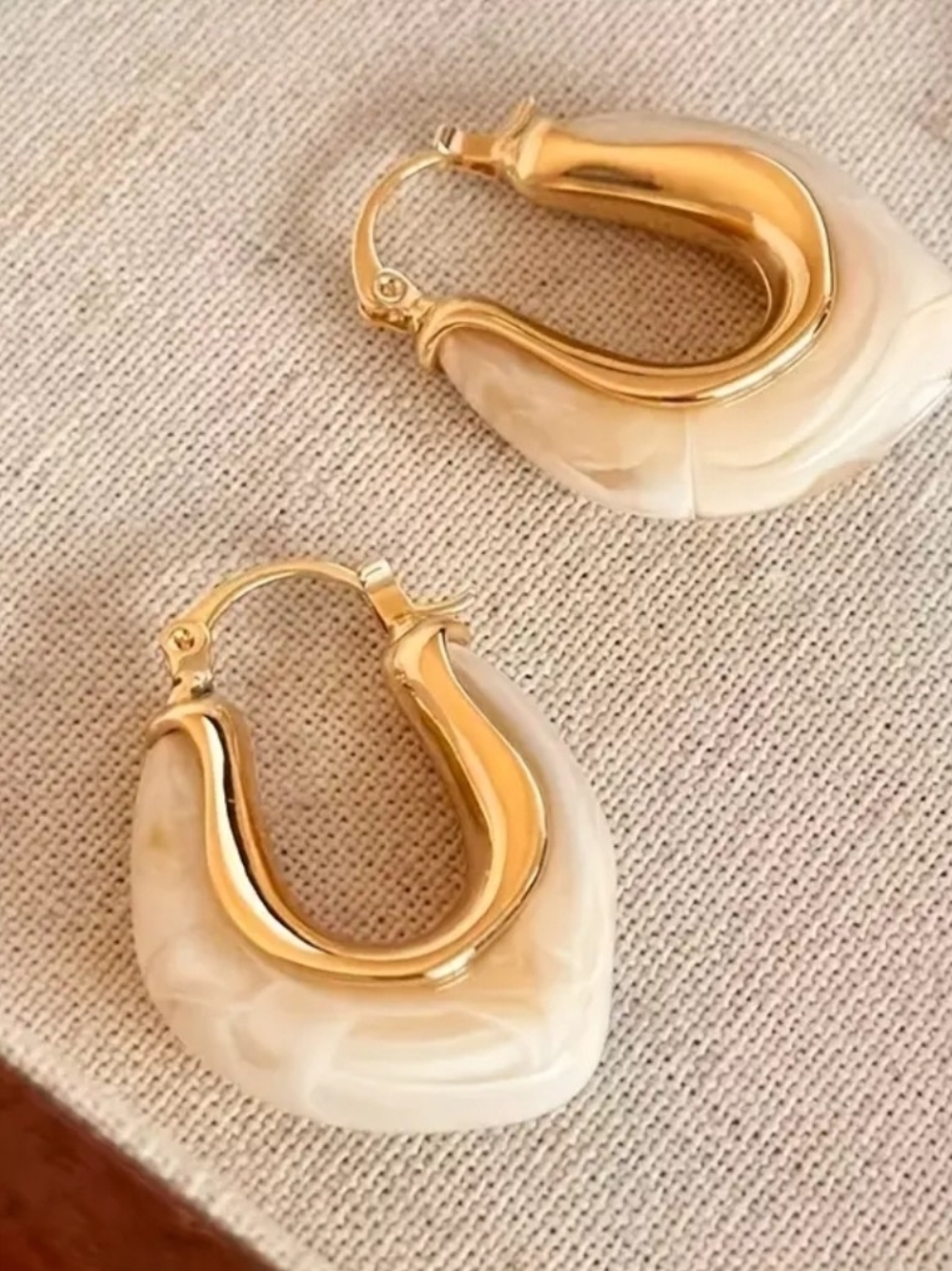 Gold-Trim Hoop Earrings - Picture 2 of 3